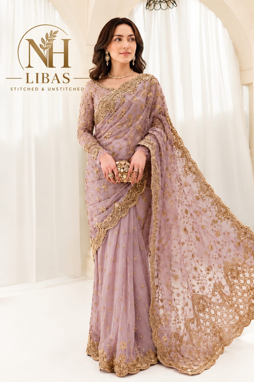 Indian Net Saree – Adda & Sequence Work