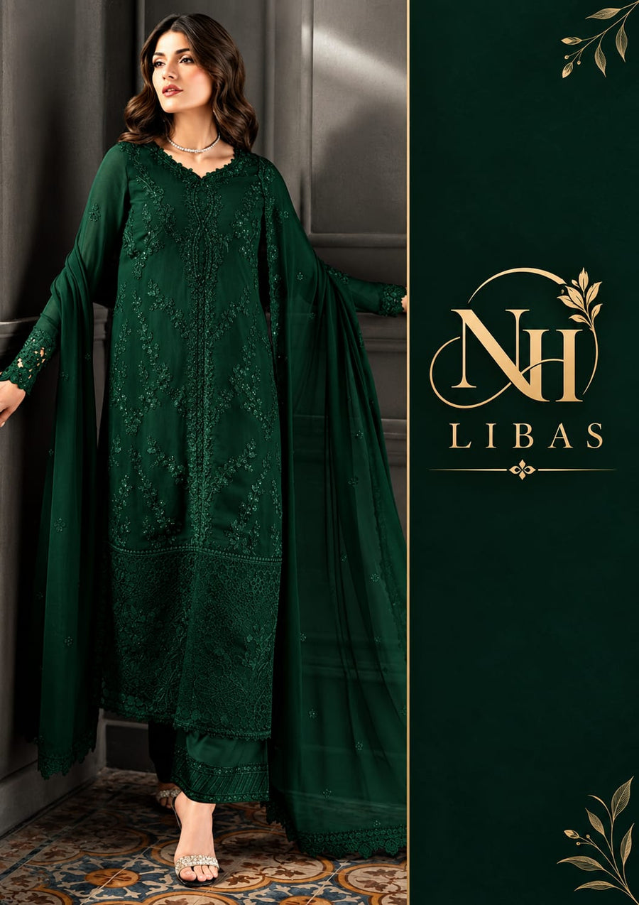 AZURE Chiffon Embroidered 3-Piece Unstitched Suit
